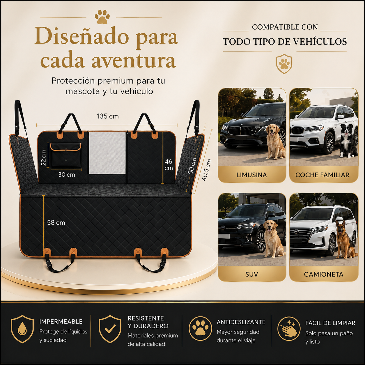 Protector para Asientos de Coche para Perros