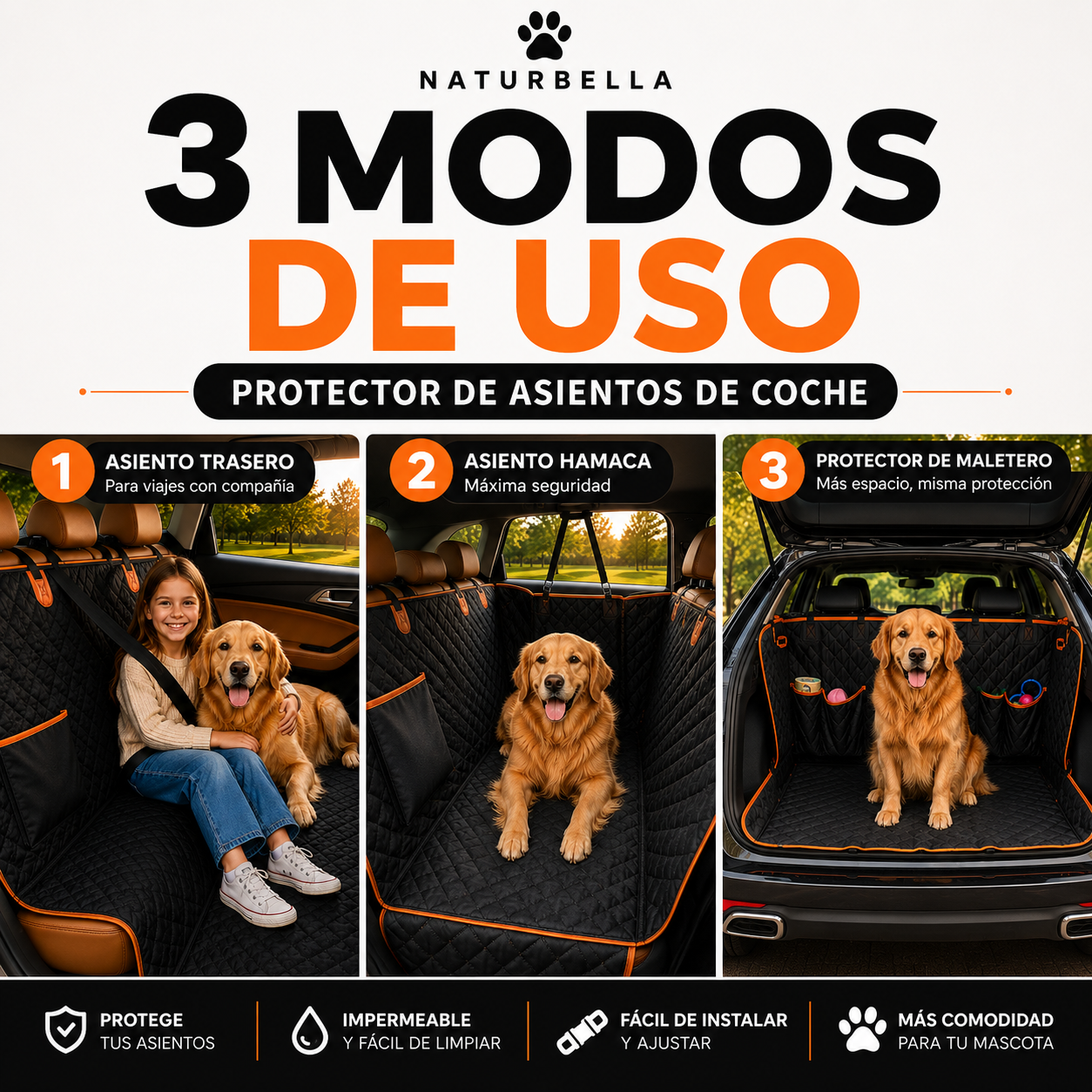 Protector para Asientos de Coche para Perros